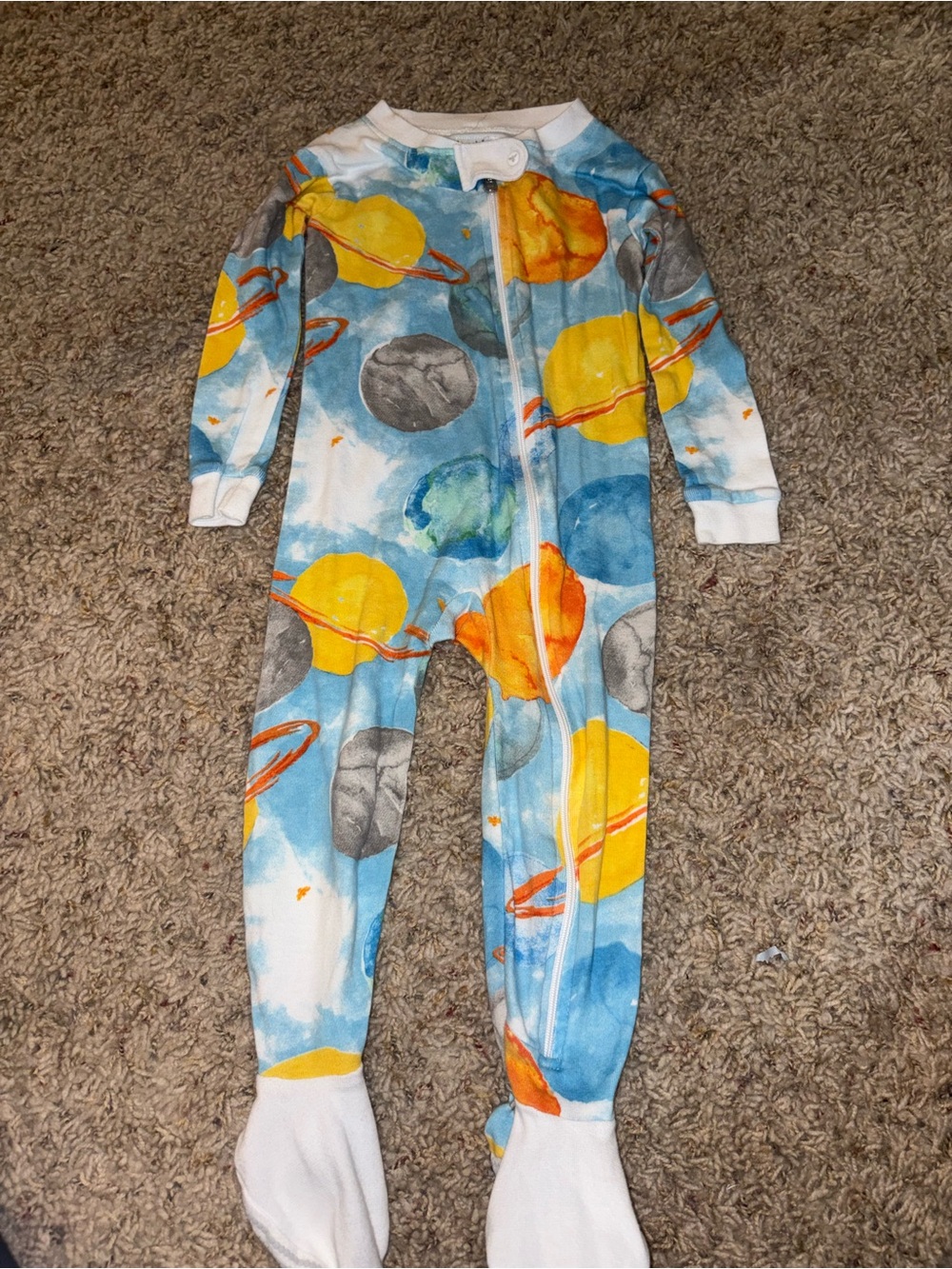 Burt's Bees Blue Planet Print Footed One-Piece
